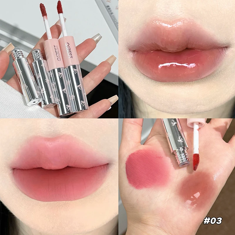 Matte Velvet Lip Tint Long Lasting - QIBEST Double tête mat velours liquide